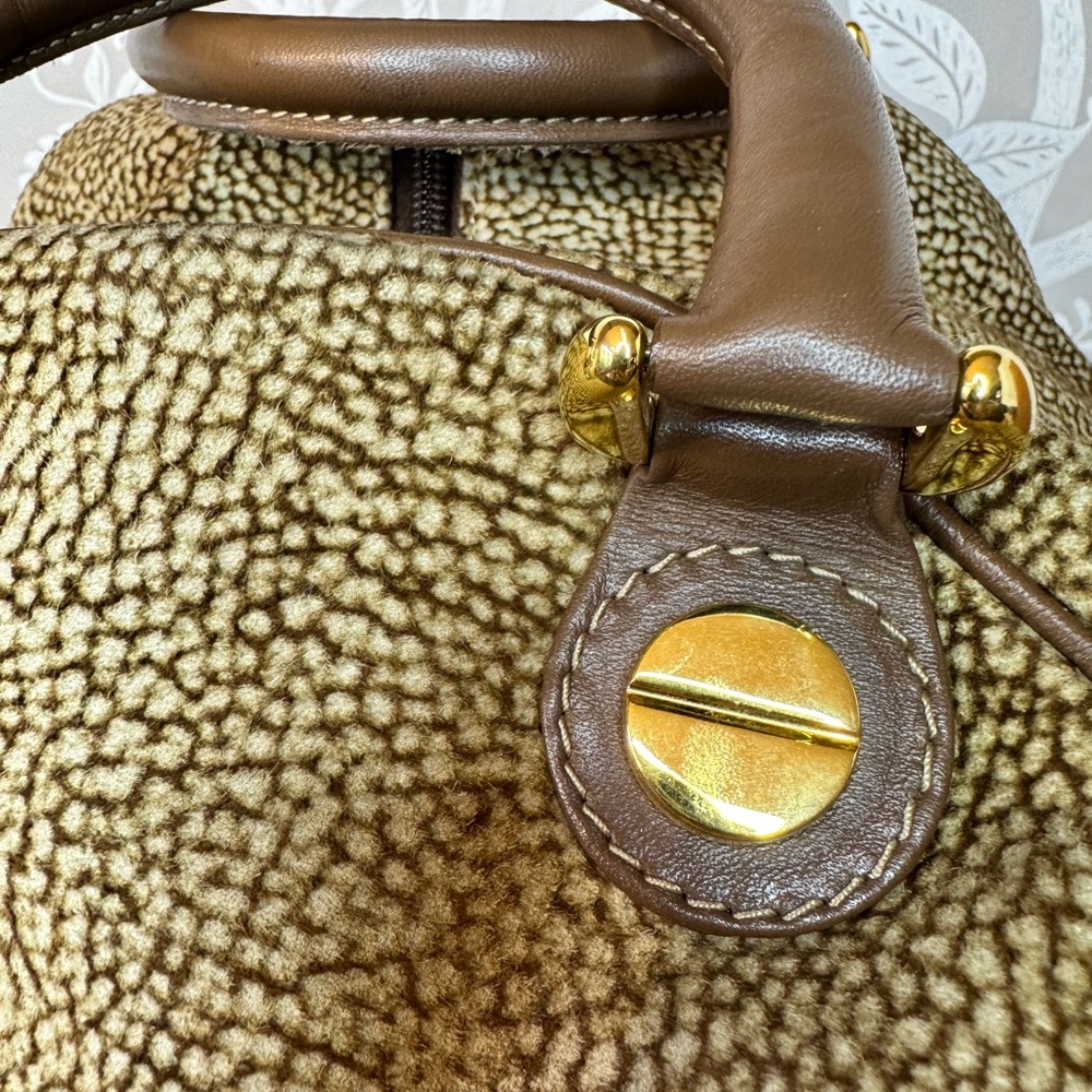 BORBONESE Brown Textured Satchel Pouch Included✨️ - Picture 6 of 16